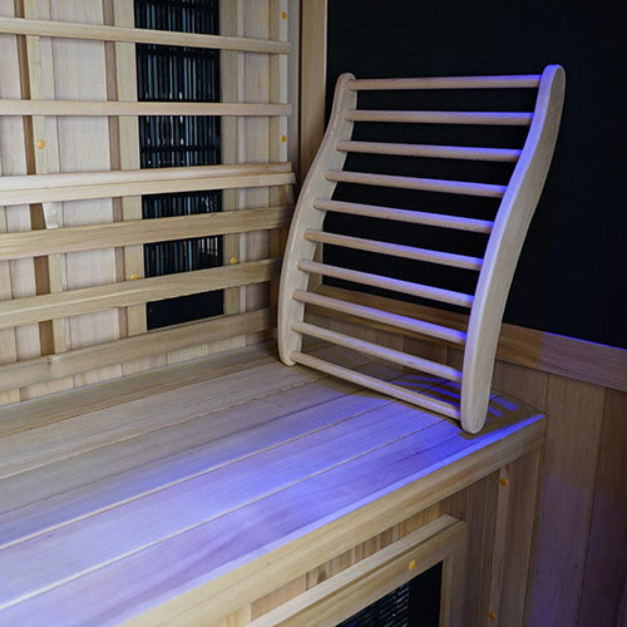 Finnmark FD-2 infrared sauna interior, Western Canadian Cedar benches