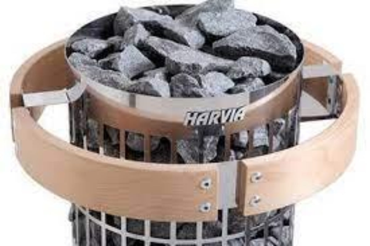 Harvia HPC3 safety railing installed on a Harvia heater