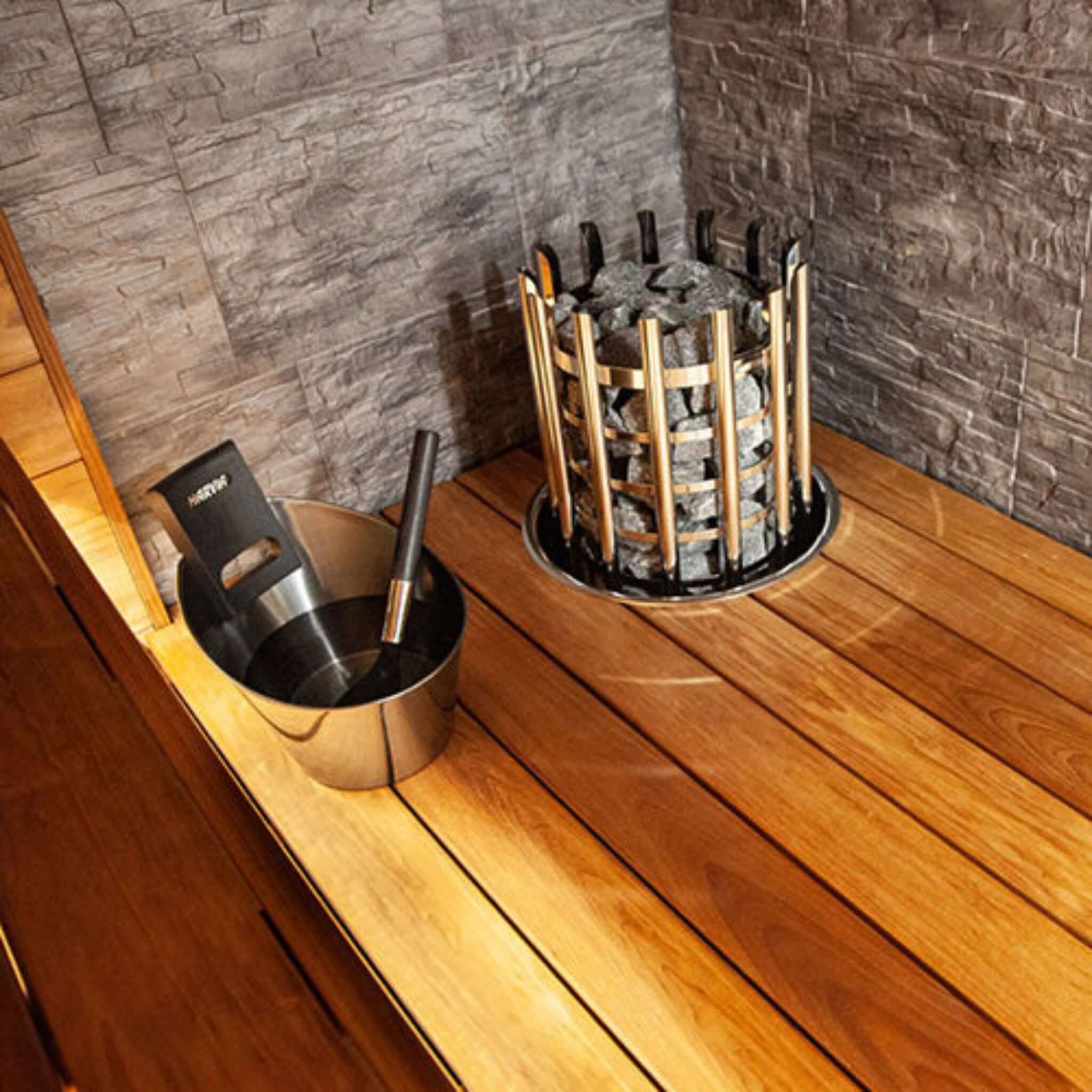 Harvia sauna accessory set — lifestyle view