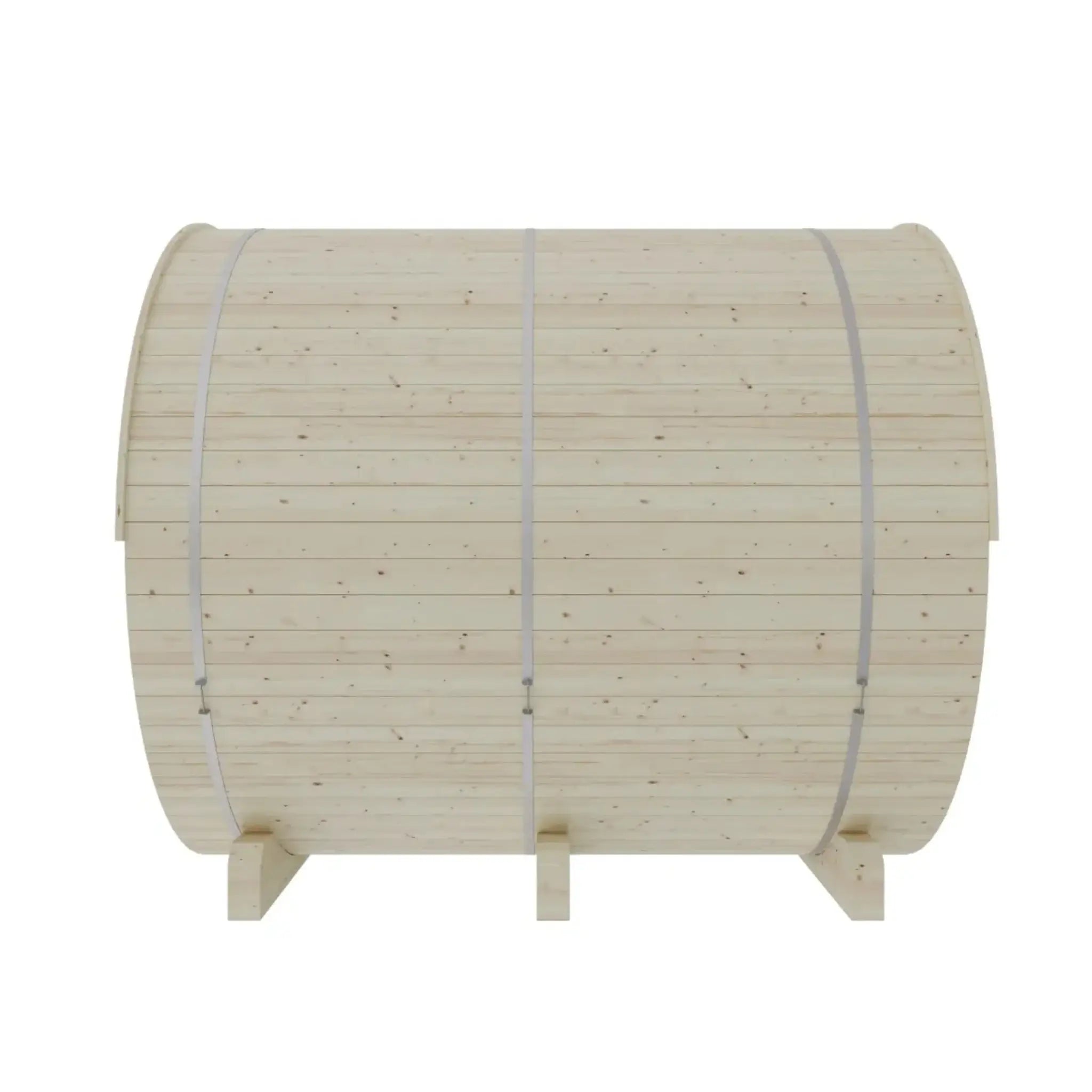 Helsinki Finnish Barrel Sauna outside side view on white background