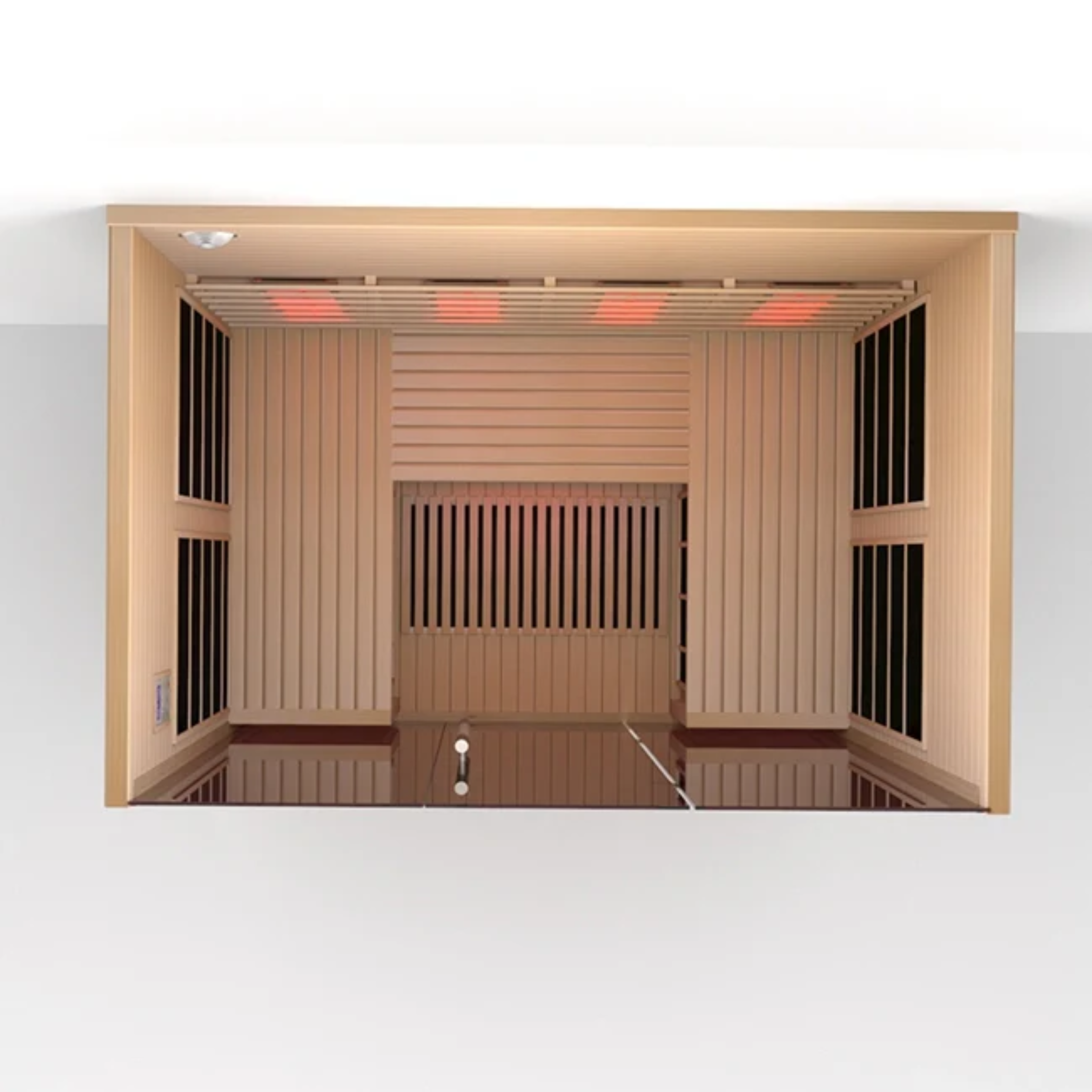 Lumin Three Infrared Sauna – Interior Bench and Wall View
