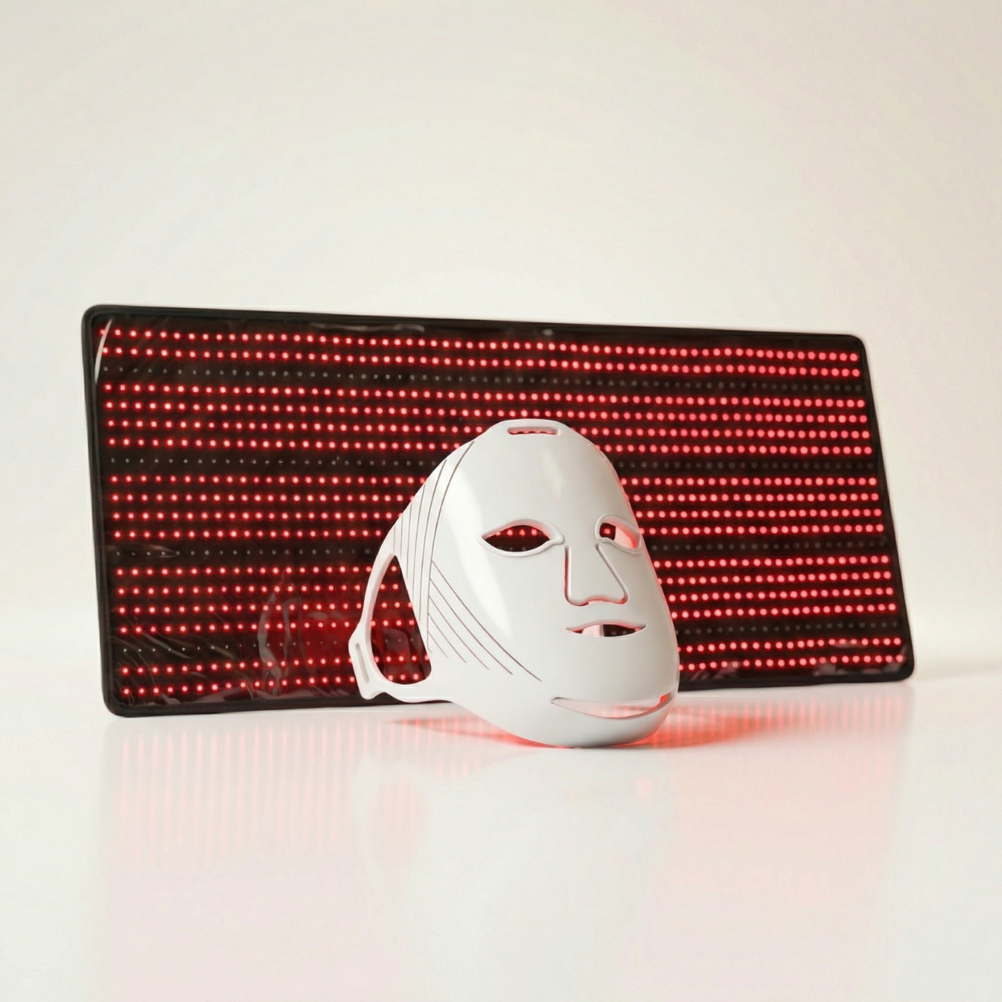 Nicebeam Red Light Therapy Bundle | Full Body Mat + Hat, Mask, Lamp or Bag featuring a red light therapy mat and a facial mask.