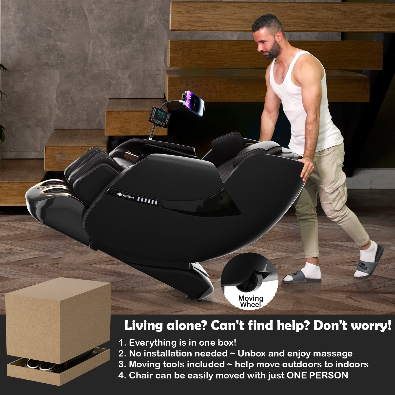 KoziSense A18 3D SL-Track Massage Chair – All Black