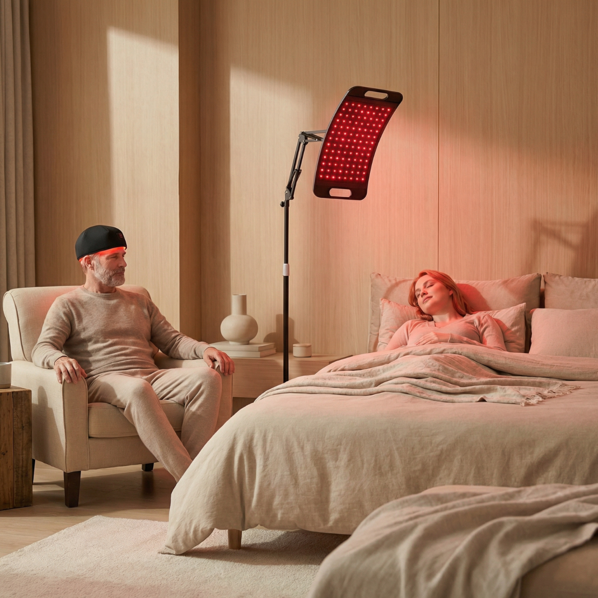 Relaxing atmosphere with Nicebeam Sleep Recovery Lamp Bundle for wellness and recovery.
