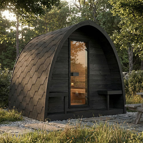 Outdoor Cabin Sauna | SaunaLife Garden-Series G3B | 6-Person Black