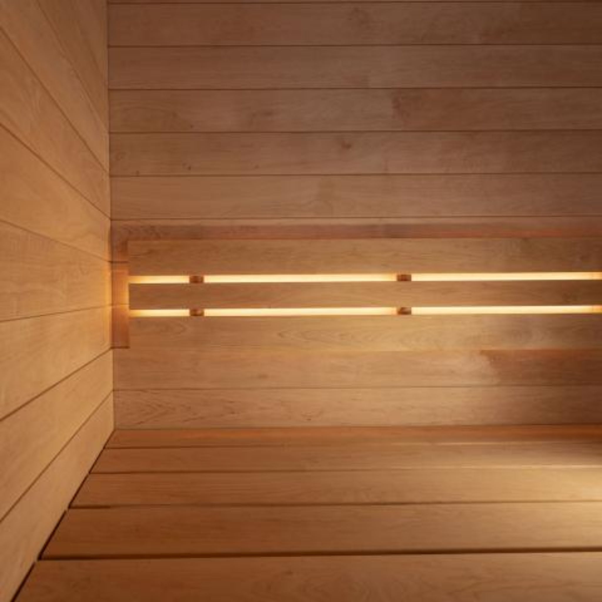 SaunaLife Model G6 pre-assembled outdoor sauna interior lighting view