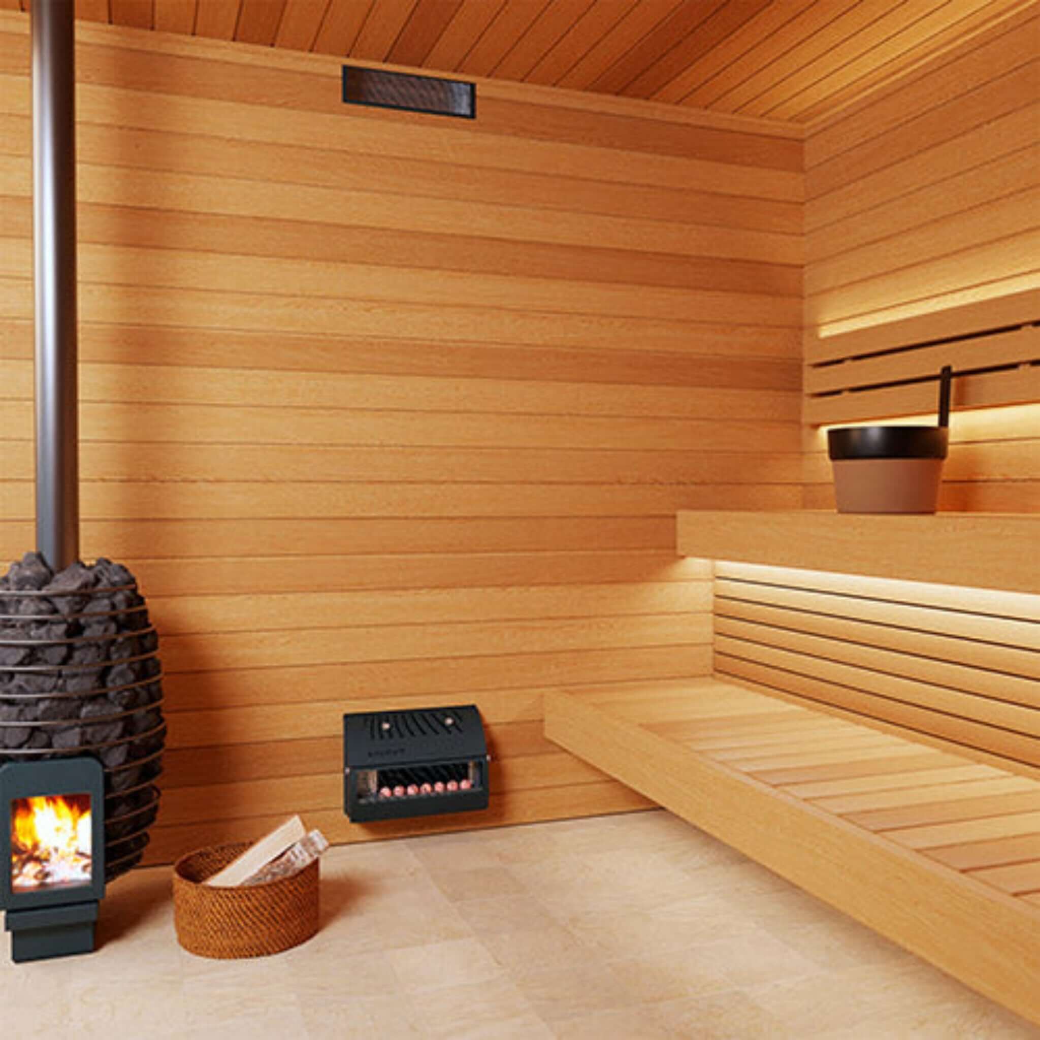 Saunum AirSolo Wall Sauna Temperature & Steam Equalizer lifestyle view