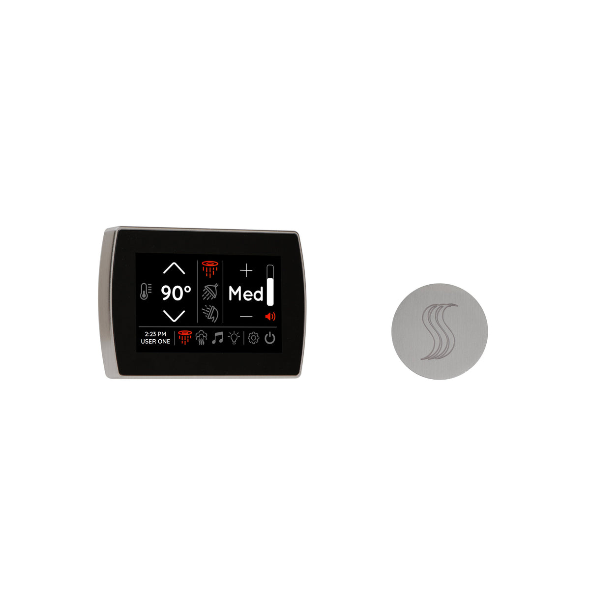 ThermaSol SignaTouch steam head kit with 5-inch touchscreen and SteamVection steam controls.