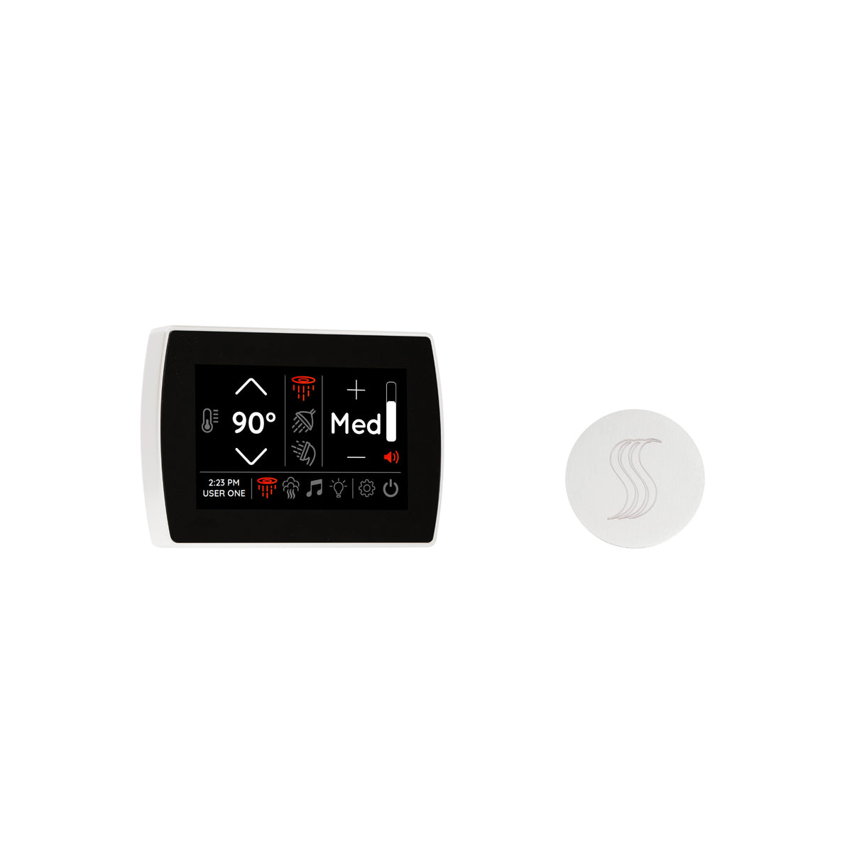 ThermaSol SignaTouch steam head kit featuring a 5" touchscreen display for easy steam control and operation.