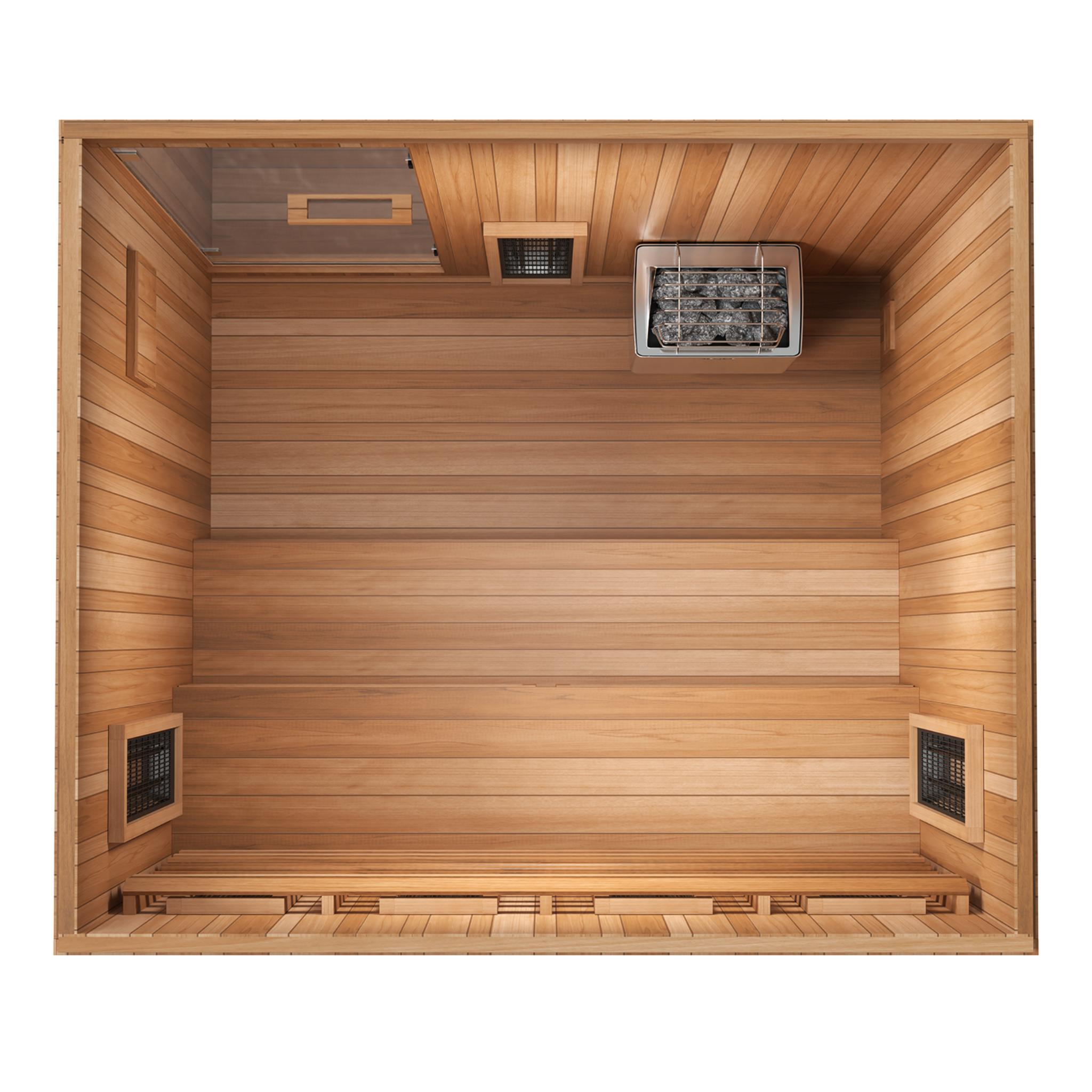 Finnmark FD-5 Trinity combination sauna interior view looking down