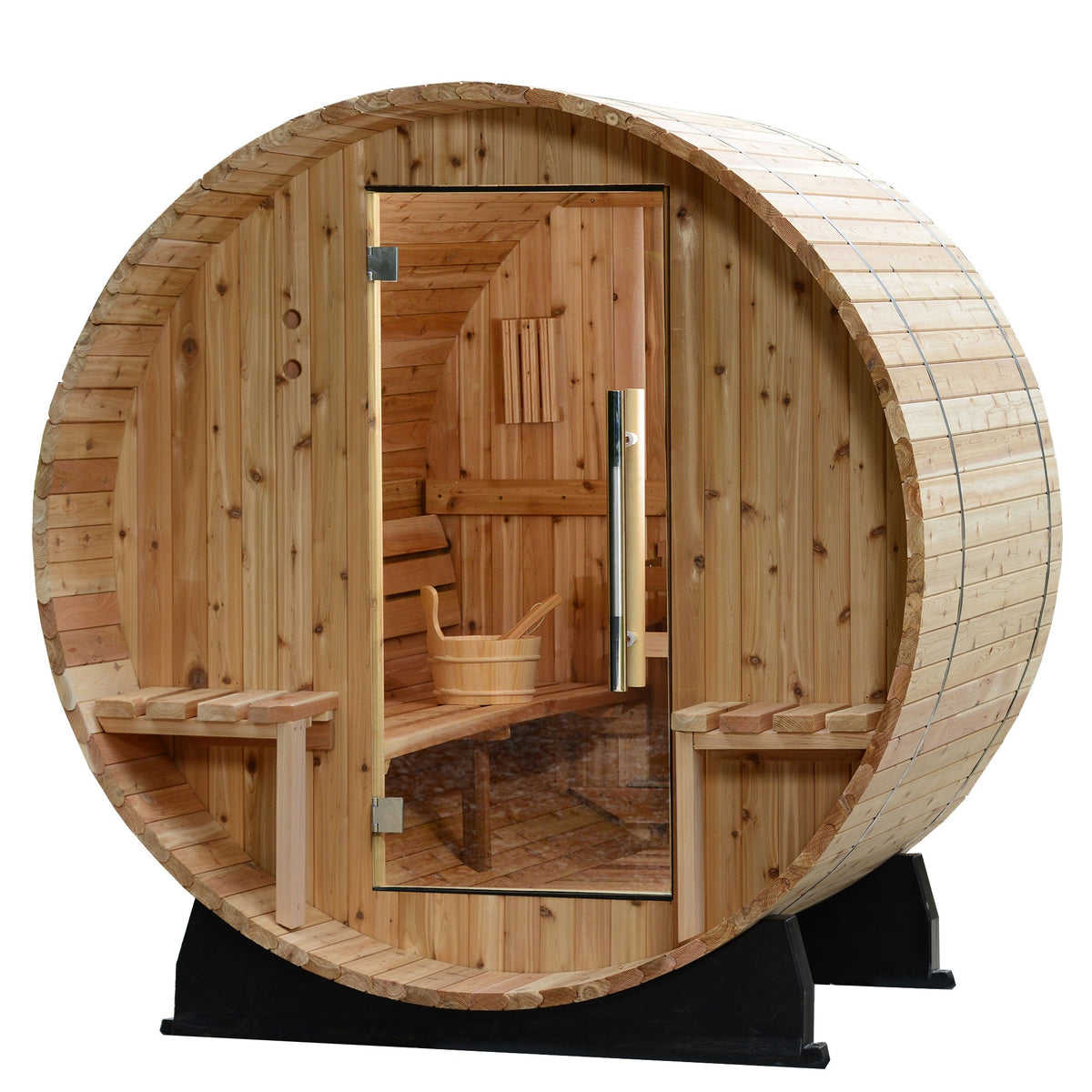 Almost Heaven Vienna 2 Person Canopy Barrel Sauna front view
